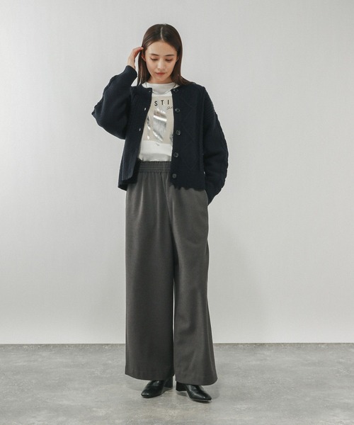 GLOBAL WORK(グローバルワーク)の「パッチワーク風ケーブルカーディガン/608406(カーディガン/ボレロ・レディース・ライトグレー/レッド/ネイビー・MEDIUM/LARGE)」の8枚目の写真