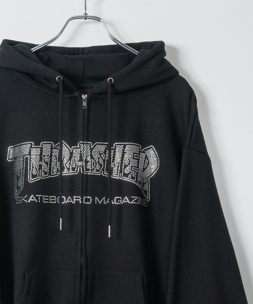 THRASHER（スラッシャー）の「【at】〔THRASHER/スラッシャー〕アソートアップリケ ダブルジップパーカー ショートサイズ有（パーカー・メンズ・ブラック系1/ブラック系3/ピンク/ブラック系2/アッシュグレー・FREE/MEDIUM/LARGE）」の2枚目の写真