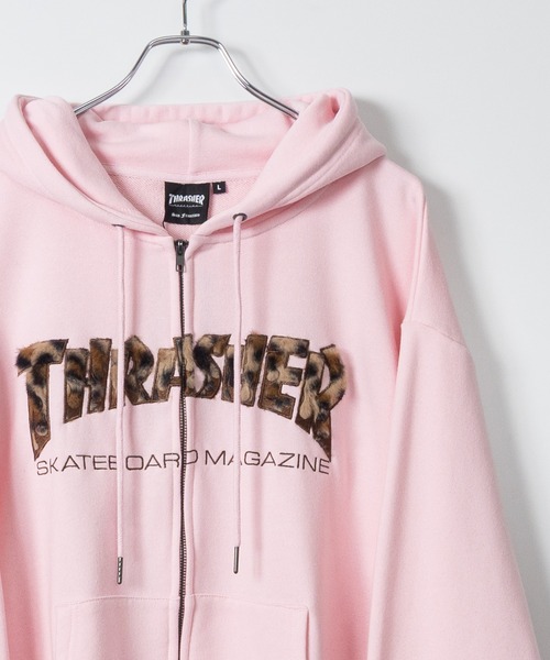 THRASHER（スラッシャー）の「【at】〔THRASHER/スラッシャー〕アソートアップリケ ダブルジップパーカー ショートサイズ有（パーカー・メンズ・ブラック系1/ブラック系3/ピンク/ブラック系2/アッシュグレー・FREE/MEDIUM/LARGE）」の5枚目の写真