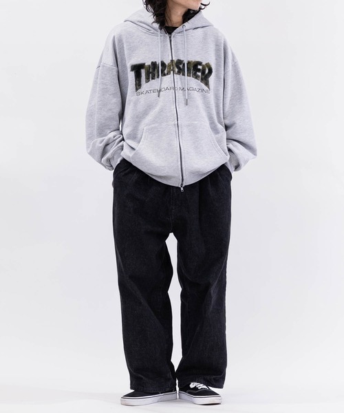 THRASHER（スラッシャー）の「【at】〔THRASHER/スラッシャー〕アソートアップリケ ダブルジップパーカー ショートサイズ有（パーカー・メンズ・ブラック系1/ブラック系3/ピンク/ブラック系2/アッシュグレー・FREE/MEDIUM/LARGE）」の8枚目の写真