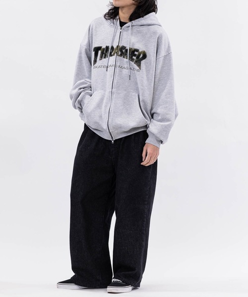 THRASHER（スラッシャー）の「【at】〔THRASHER/スラッシャー〕アソートアップリケ ダブルジップパーカー ショートサイズ有（パーカー・メンズ・ブラック系1/ブラック系3/ピンク/ブラック系2/アッシュグレー・FREE/MEDIUM/LARGE）」の9枚目の写真