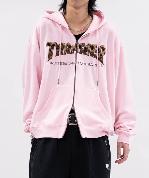 THRASHER（スラッシャー）の「【at】〔THRASHER/スラッシャー〕アソートアップリケ ダブルジップパーカー ショートサイズ有（パーカー・メンズ・ブラック系1/ブラック系3/ピンク/ブラック系2/アッシュグレー・FREE/MEDIUM/LARGE）」の11枚目の写真