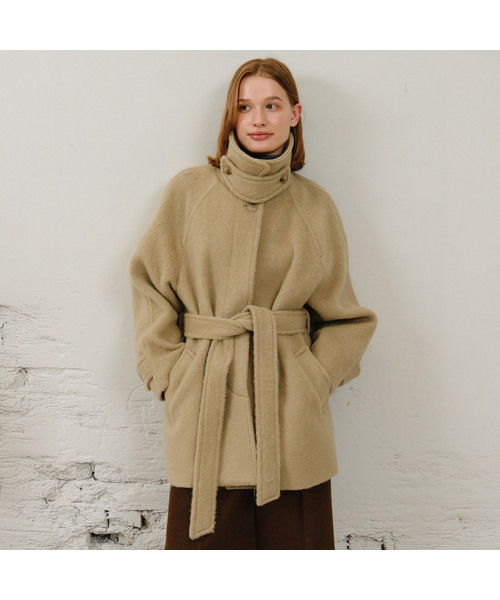 NONLOCAL(ノンローカル)の「Hairy Alpaca Raglan Belted Half Coat - Beige(チェスターコート・レディース・Beige・FREE)」の1枚目の写真