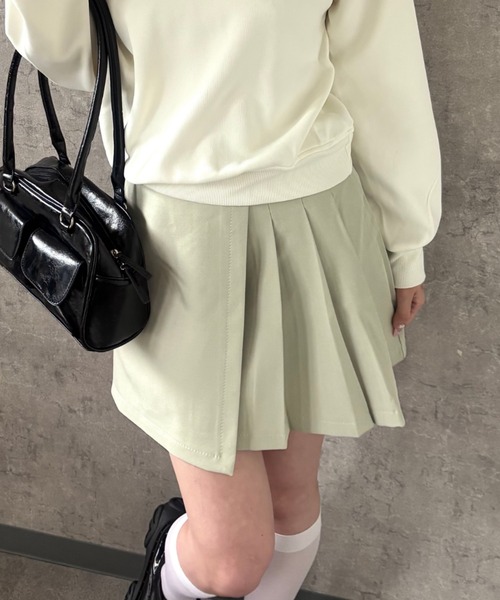 Mejoul（メジュール）の「【2026春夏新作】【インパン付き】ハイウエストラップ風プリーツミニスカート（スカート・レディース・ピンク/グリーン/ブラック・M/L）」の18枚目の写真