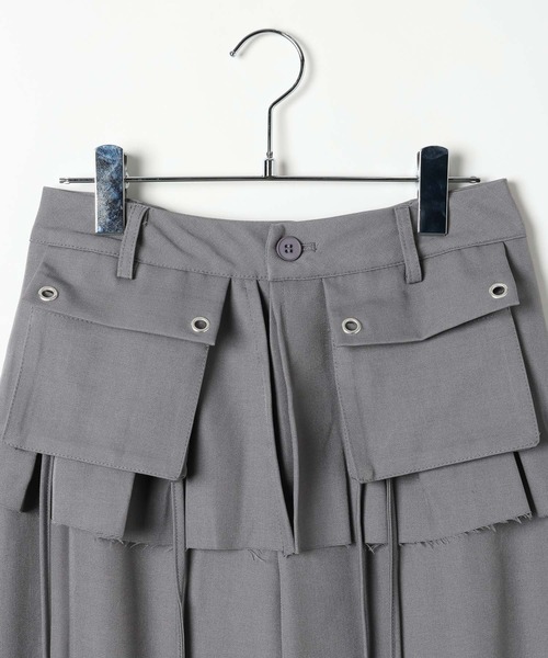 3.3 Field Trip （3.3フィールドトリップ）の「3.3 Field Trip／スカートレイヤードワイドパンツ（スラックス・レディース・ブラック/グレー・MEDIUM/SMALL）」の9枚目の写真