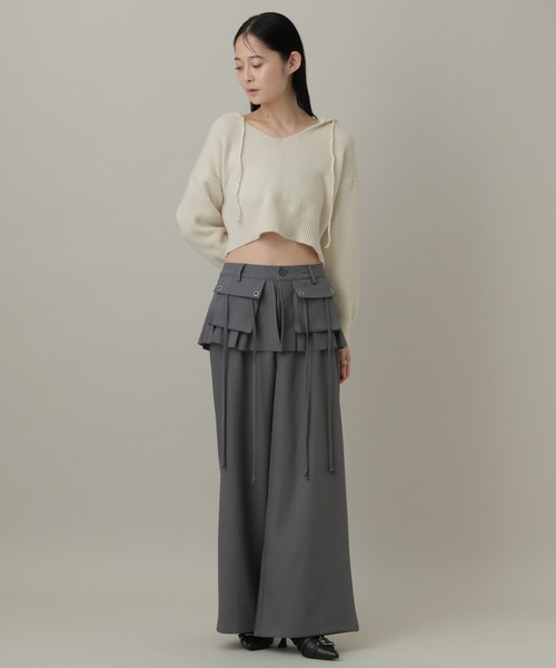 3.3 Field Trip （3.3フィールドトリップ）の「3.3 Field Trip／スカートレイヤードワイドパンツ（スラックス・レディース・ブラック/グレー・MEDIUM/SMALL）」の18枚目の写真