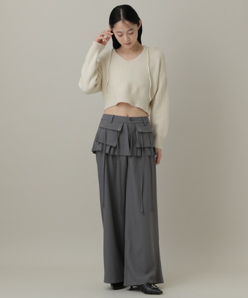3.3 Field Trip （3.3フィールドトリップ）の「3.3 Field Trip／スカートレイヤードワイドパンツ（スラックス・レディース・ブラック/グレー・MEDIUM/SMALL）」の19枚目の写真