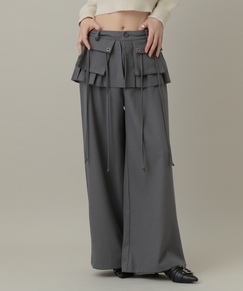 3.3 Field Trip （3.3フィールドトリップ）の「3.3 Field Trip／スカートレイヤードワイドパンツ（スラックス・レディース・ブラック/グレー・MEDIUM/SMALL）」の22枚目の写真