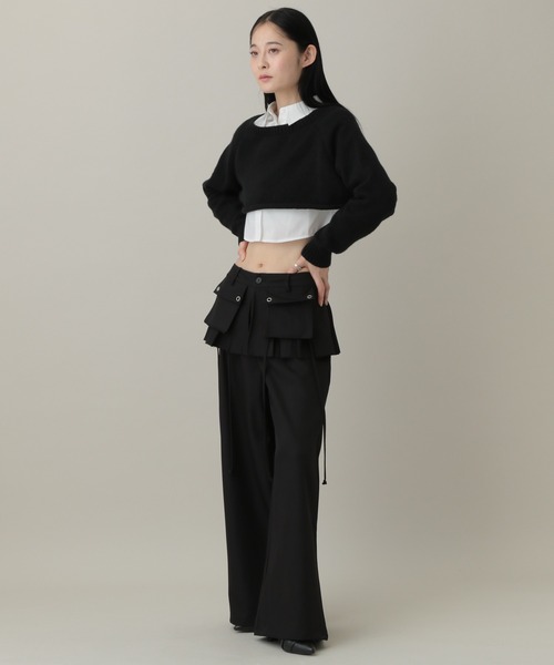 3.3 Field Trip （3.3フィールドトリップ）の「3.3 Field Trip／スカートレイヤードワイドパンツ（スラックス・レディース・ブラック/グレー・MEDIUM/SMALL）」の3枚目の写真