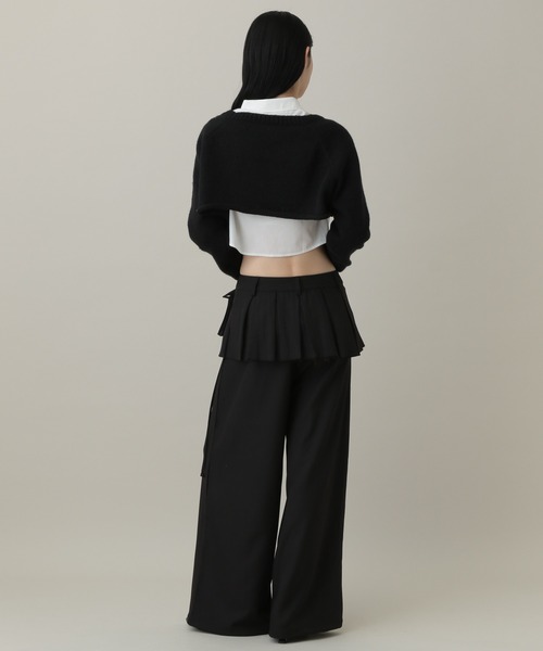 3.3 Field Trip （3.3フィールドトリップ）の「3.3 Field Trip／スカートレイヤードワイドパンツ（スラックス・レディース・ブラック/グレー・MEDIUM/SMALL）」の4枚目の写真