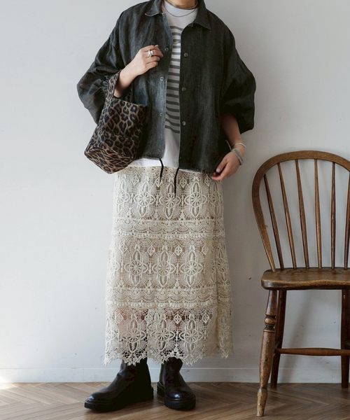 JOURNAL STANDARD LUXE（ジャーナルスタンダード　ラックス）の「《追加4》レースMIX スカート（スカート・レディース・アイボリー/ブラック・FREE）」の12枚目の写真