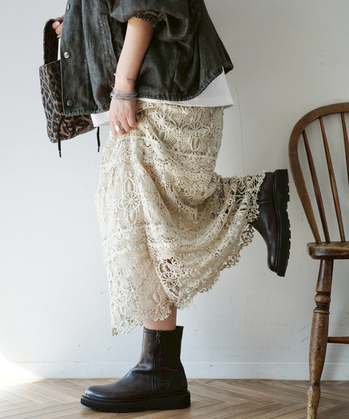 JOURNAL STANDARD LUXE（ジャーナルスタンダード　ラックス）の「《追加4》レースMIX スカート（スカート・レディース・アイボリー/ブラック・FREE）」の13枚目の写真