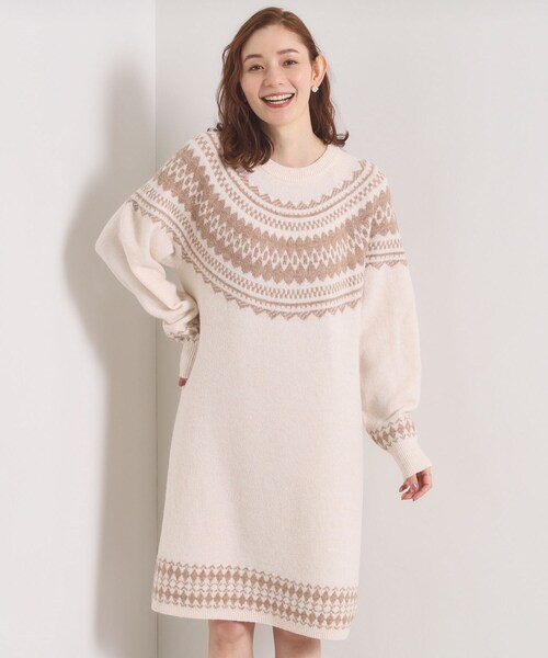 ITS'DEMO（イッツデモ）の「【手洗い可】求心ニットワンピース（ワンピース・レディース・ネイビー/アイボリー/グレー・00）」の2枚目の写真