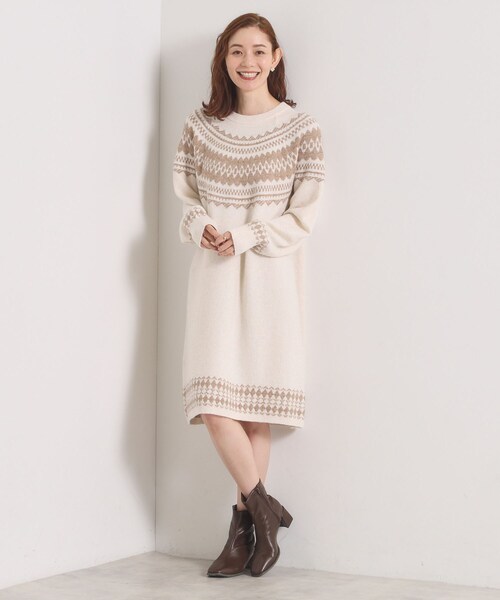 ITS'DEMO（イッツデモ）の「【手洗い可】求心ニットワンピース（ワンピース・レディース・ネイビー/アイボリー/グレー・00）」の5枚目の写真