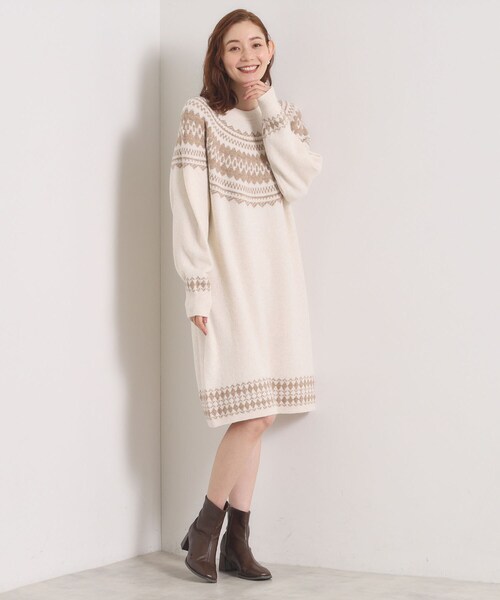 ITS'DEMO（イッツデモ）の「【手洗い可】求心ニットワンピース（ワンピース・レディース・ネイビー/アイボリー/グレー・00）」の6枚目の写真