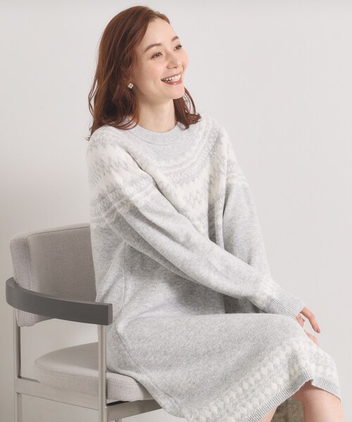 ITS'DEMO（イッツデモ）の「【手洗い可】求心ニットワンピース（ワンピース・レディース・ネイビー/アイボリー/グレー・00）」の8枚目の写真