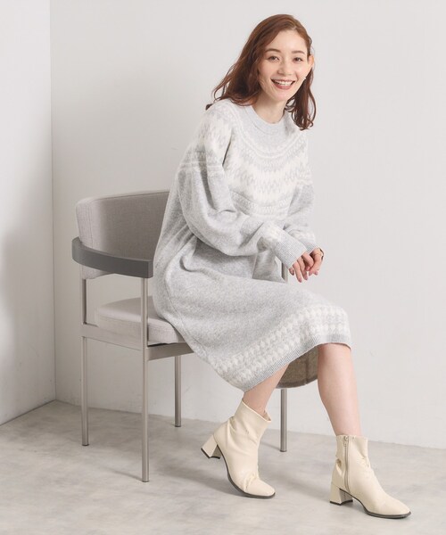 ITS'DEMO（イッツデモ）の「【手洗い可】求心ニットワンピース（ワンピース・レディース・ネイビー/アイボリー/グレー・00）」の10枚目の写真