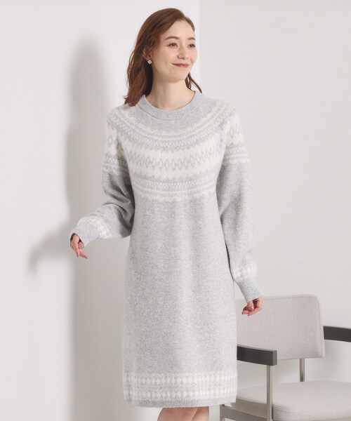 ITS'DEMO（イッツデモ）の「【手洗い可】求心ニットワンピース（ワンピース・レディース・ネイビー/アイボリー/グレー・00）」の16枚目の写真