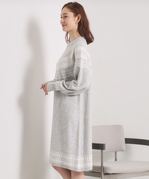 ITS'DEMO（イッツデモ）の「【手洗い可】求心ニットワンピース（ワンピース・レディース・ネイビー/アイボリー/グレー・00）」の17枚目の写真