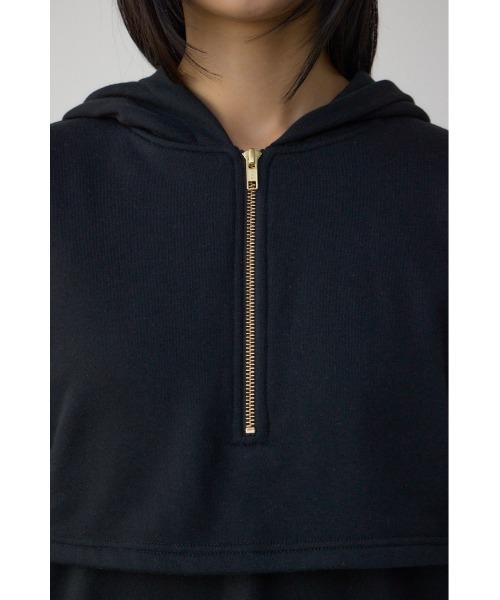AZUL by moussy(アズールバイマウジー)の「レイヤード風裏起毛フーディーワンピース 春服 冬服 秋服 長袖 スウェット パーカー ハーフジップ(ワンピース・レディース・杢グレー/ブラック・MEDIUM/SMALL)」の9枚目の写真