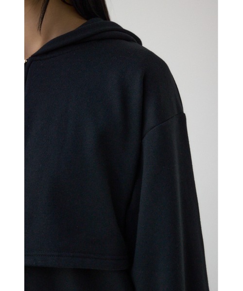 AZUL by moussy(アズールバイマウジー)の「レイヤード風裏起毛フーディーワンピース 春服 冬服 秋服 長袖 スウェット パーカー ハーフジップ(ワンピース・レディース・杢グレー/ブラック・MEDIUM/SMALL)」の11枚目の写真