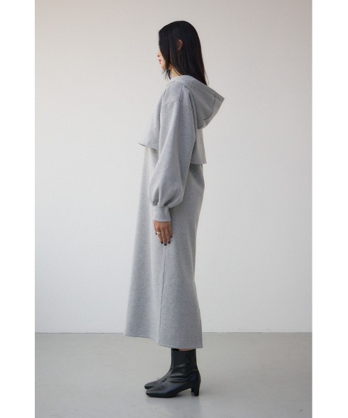 AZUL by moussy(アズールバイマウジー)の「レイヤード風裏起毛フーディーワンピース 春服 冬服 秋服 長袖 スウェット パーカー ハーフジップ(ワンピース・レディース・杢グレー/ブラック・MEDIUM/SMALL)」の20枚目の写真