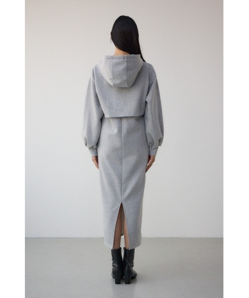 AZUL by moussy(アズールバイマウジー)の「レイヤード風裏起毛フーディーワンピース 春服 冬服 秋服 長袖 スウェット パーカー ハーフジップ(ワンピース・レディース・杢グレー/ブラック・MEDIUM/SMALL)」の21枚目の写真