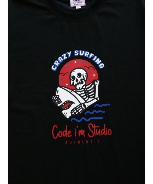 CODE I'M(コードアイエム)の「クレイジーサーフィンアートワークプリントオーバーサイズ半袖Tシャツブラック(Tシャツ/カットソー・メンズ・その他・MEDIUM/LARGE/X-LARGE)」の3枚目の写真