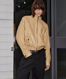 MUILL（ミュール）の「Leather Harrington Jumper - Yellow Beige（ライダースジャケット）」