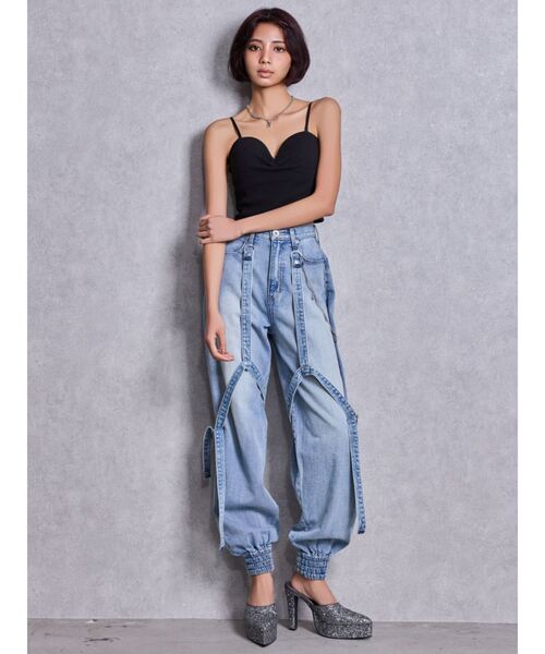 GYDA(ジェイダ)の「ショルダーストラップリブベアビスチェ(キャミソール・レディース・ネイビー/ブラック/オフホワイト/ピンク・FREE)」の13枚目の写真