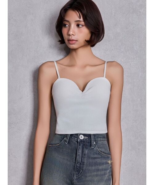 GYDA（ジェイダ）の「ショルダーストラップリブベアビスチェ（キャミソール・レディース・ネイビー/ブラック/オフホワイト・FREE）」の12枚目の写真