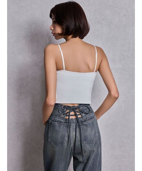 GYDA（ジェイダ）の「ショルダーストラップリブベアビスチェ（キャミソール・レディース・ネイビー/ブラック/オフホワイト・FREE）」の13枚目の写真