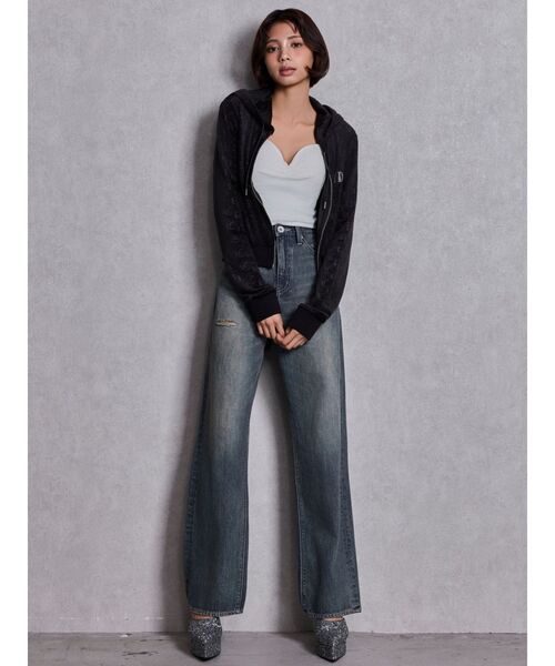 GYDA（ジェイダ）の「ショルダーストラップリブベアビスチェ（キャミソール・レディース・ネイビー/ブラック/オフホワイト・FREE）」の17枚目の写真