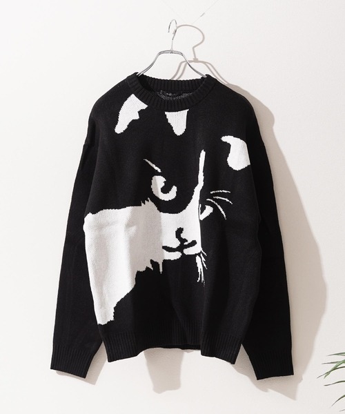 1111clothing(ワンフォークロージング)の「アニマル ジャガード クルーニット / Animal Jacquard Crew Neck Knit(ニット/セーター・メンズ・グレー系1/ブラック系3/ブラック系2/ブラック系4/グレー系2/グレー系3/グレー系4/ブラック系1・M/L)」の2枚目の写真