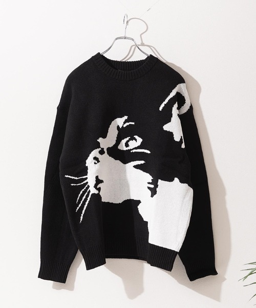 1111clothing(ワンフォークロージング)の「アニマル ジャガード クルーニット / Animal Jacquard Crew Neck Knit(ニット/セーター・メンズ・グレー系1/ブラック系3/ブラック系2/ブラック系4/グレー系2/グレー系3/グレー系4/ブラック系1・M/L)」の3枚目の写真