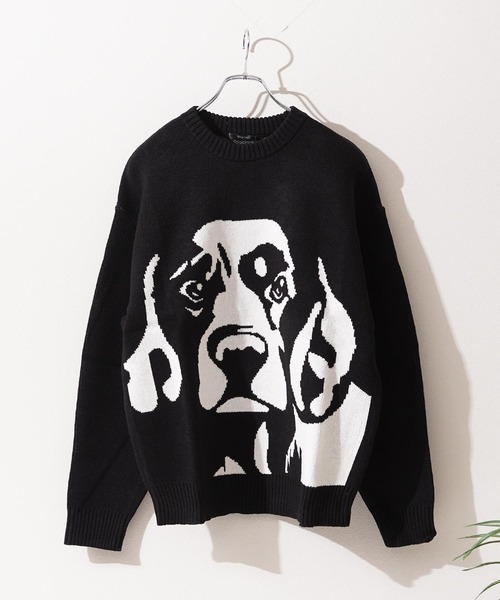 1111clothing(ワンフォークロージング)の「アニマル ジャガード クルーニット / Animal Jacquard Crew Neck Knit(ニット/セーター・メンズ・グレー系1/ブラック系3/ブラック系2/ブラック系4/グレー系2/グレー系3/グレー系4/ブラック系1・M/L)」の5枚目の写真