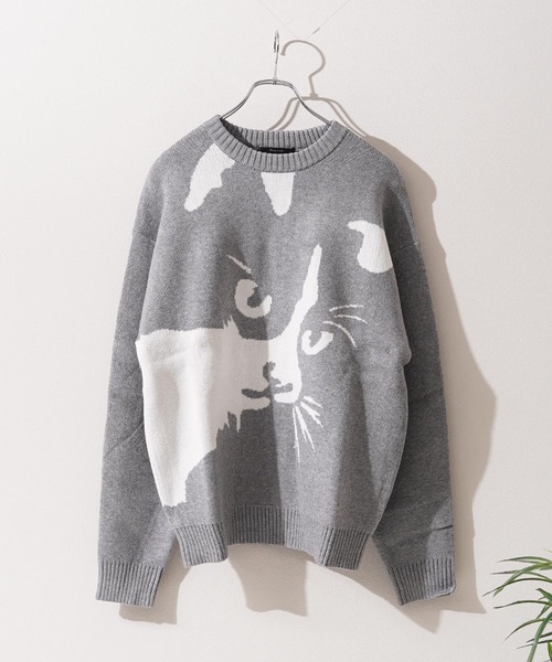 1111clothing(ワンフォークロージング)の「アニマル ジャガード クルーニット / Animal Jacquard Crew Neck Knit(ニット/セーター・メンズ・グレー系1/ブラック系3/ブラック系2/ブラック系4/グレー系2/グレー系3/グレー系4/ブラック系1・M/L)」の6枚目の写真
