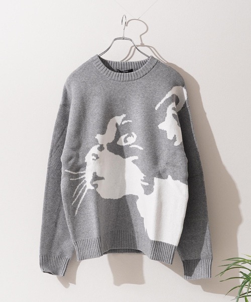 1111clothing(ワンフォークロージング)の「アニマル ジャガード クルーニット / Animal Jacquard Crew Neck Knit(ニット/セーター・メンズ・グレー系1/ブラック系3/ブラック系2/ブラック系4/グレー系2/グレー系3/グレー系4/ブラック系1・M/L)」の7枚目の写真
