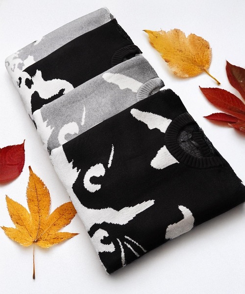 1111clothing(ワンフォークロージング)の「アニマル ジャガード クルーニット / Animal Jacquard Crew Neck Knit(ニット/セーター・メンズ・グレー系1/ブラック系3/ブラック系2/ブラック系4/グレー系2/グレー系3/グレー系4/ブラック系1・M/L)」の9枚目の写真