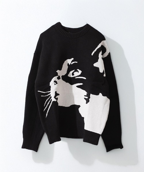 1111clothing(ワンフォークロージング)の「アニマル ジャガード クルーニット / Animal Jacquard Crew Neck Knit(ニット/セーター・メンズ・グレー系1/ブラック系3/ブラック系2/ブラック系4/グレー系2/グレー系3/グレー系4/ブラック系1・M/L)」の12枚目の写真