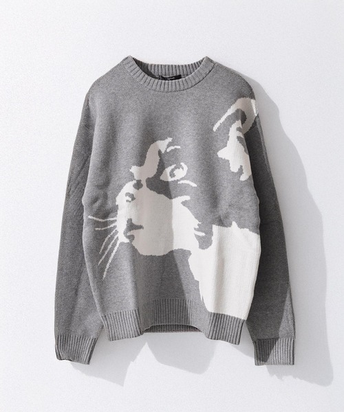 1111clothing(ワンフォークロージング)の「アニマル ジャガード クルーニット / Animal Jacquard Crew Neck Knit(ニット/セーター・メンズ・グレー系1/ブラック系3/ブラック系2/ブラック系4/グレー系2/グレー系3/グレー系4/ブラック系1・M/L)」の13枚目の写真