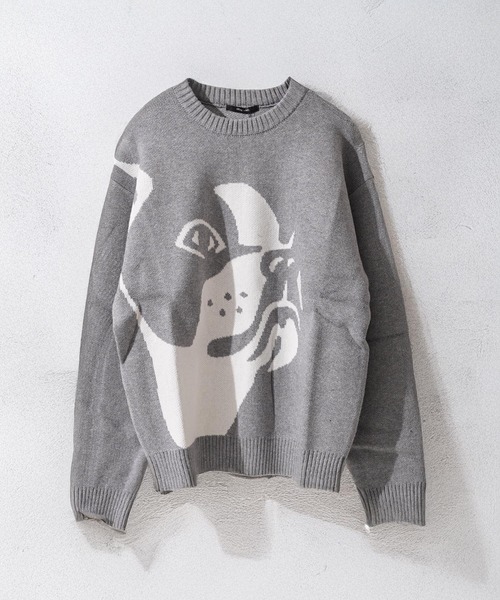 1111clothing(ワンフォークロージング)の「アニマル ジャガード クルーニット / Animal Jacquard Crew Neck Knit(ニット/セーター・メンズ・グレー系1/ブラック系3/ブラック系2/ブラック系4/グレー系2/グレー系3/グレー系4/ブラック系1・M/L)」の16枚目の写真