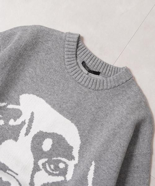 1111clothing(ワンフォークロージング)の「アニマル ジャガード クルーニット / Animal Jacquard Crew Neck Knit(ニット/セーター・メンズ・グレー系1/ブラック系3/ブラック系2/ブラック系4/グレー系2/グレー系3/グレー系4/ブラック系1・M/L)」の21枚目の写真