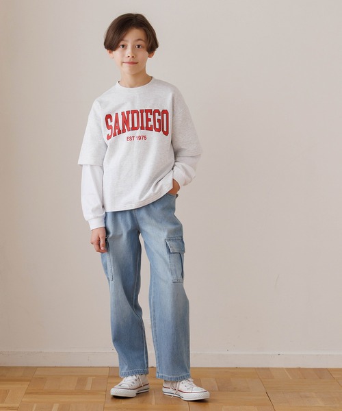 coca（coca）（コカ）の「キッズ　デニムカーゴパンツ（デニムパンツ・キッズ・ブラック/ライトブルー・120/130/140/150）」の3枚目の写真