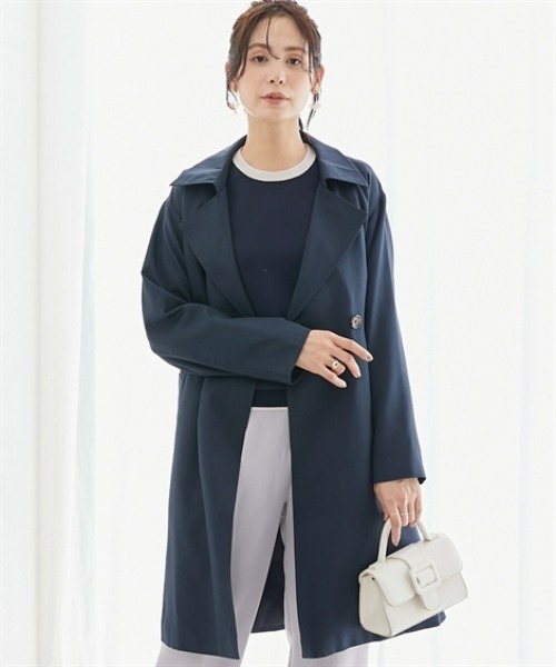 7days Life Styling（セブンデイズライフスタイリング）の「防花粉ライナー付きトレンチコート（はっ水）＜大きいサイズ有＞（ダッフルコート・レディース・グレイッシュベージュ/ネイビー・L/M/S/3L/LL）」の2枚目の写真