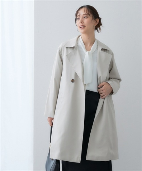 7days Life Styling（セブンデイズライフスタイリング）の「防花粉ライナー付きトレンチコート（はっ水）＜大きいサイズ有＞（ダッフルコート・レディース・グレイッシュベージュ/ネイビー・L/M/S/3L/LL）」の3枚目の写真