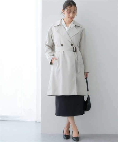 7days Life Styling（セブンデイズライフスタイリング）の「防花粉ライナー付きトレンチコート（はっ水）＜大きいサイズ有＞（ダッフルコート・レディース・グレイッシュベージュ/ネイビー・L/M/S/3L/LL）」の4枚目の写真