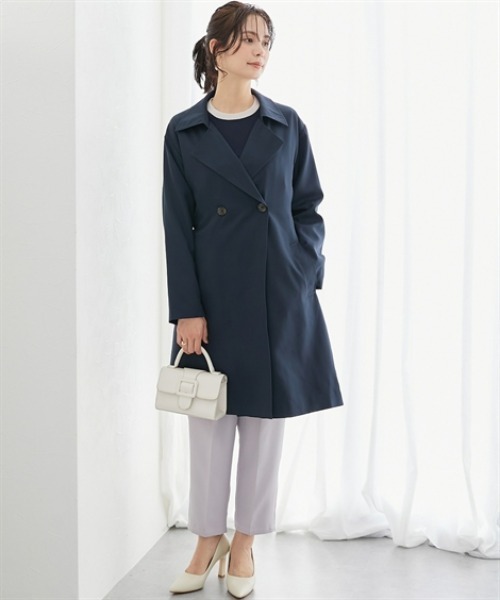 7days Life Styling（セブンデイズライフスタイリング）の「防花粉ライナー付きトレンチコート（はっ水）＜大きいサイズ有＞（ダッフルコート・レディース・グレイッシュベージュ/ネイビー・L/M/S/3L/LL）」の6枚目の写真
