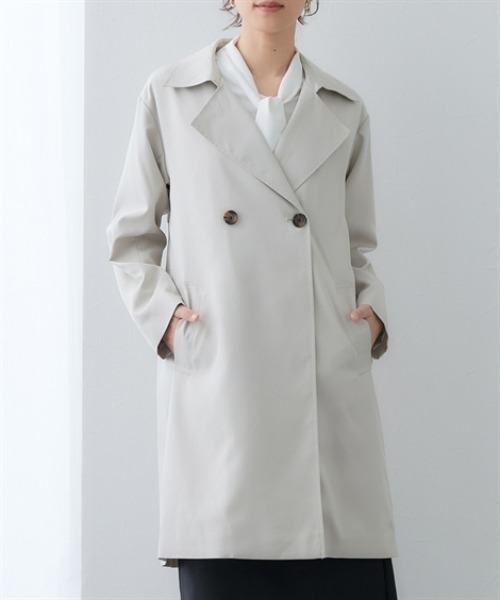 7days Life Styling（セブンデイズライフスタイリング）の「防花粉ライナー付きトレンチコート（はっ水）＜大きいサイズ有＞（ダッフルコート・レディース・グレイッシュベージュ/ネイビー・L/M/S/3L/LL）」の8枚目の写真