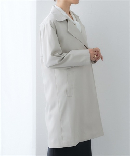 7days Life Styling（セブンデイズライフスタイリング）の「防花粉ライナー付きトレンチコート（はっ水）＜大きいサイズ有＞（ダッフルコート・レディース・グレイッシュベージュ/ネイビー・L/M/S/3L/LL）」の9枚目の写真